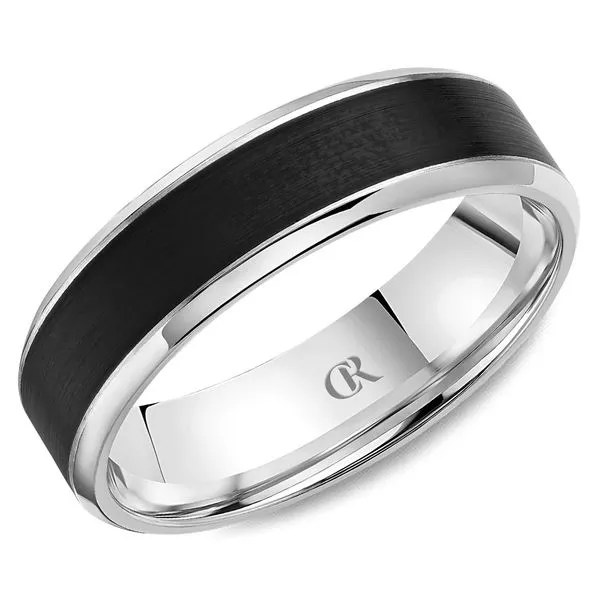 Mens CR Collection White Gold & Black Enamel 6mm Wedding Band Elgin's Fine Jewelry Baton Rouge, LA