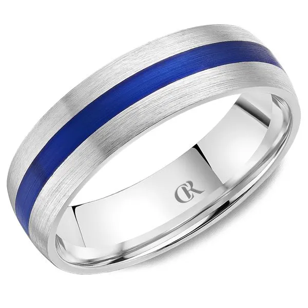 Mens CR Collection Sandpaper Top & Blue Enamel 6mm Wedding Band Elgin's Fine Jewelry Baton Rouge, LA
