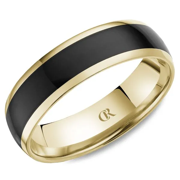 Mens CR Collection Gold & Black Enamel 6mm Wedding Band Elgin's Fine Jewelry Baton Rouge, LA