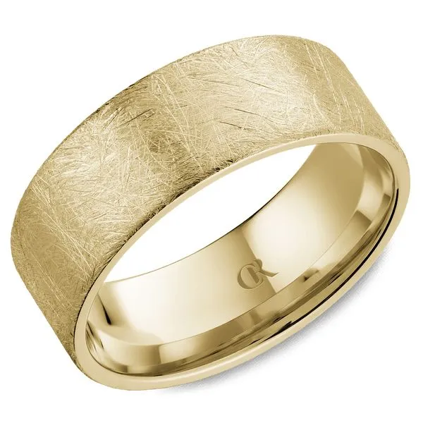 Mens CR Collection Yellow Gold Diamond Brush Finish 8mm Wedding Band Elgin's Fine Jewelry Baton Rouge, LA