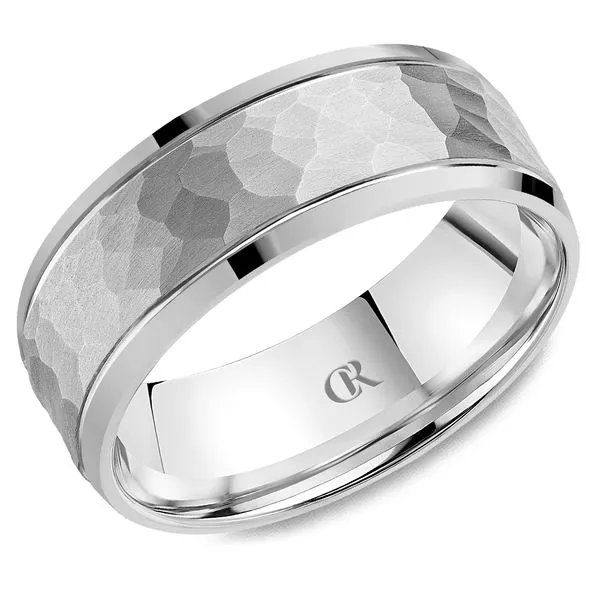 Mens CR Collection Frosted Hammered 8mm Wedding Band Elgin's Fine Jewelry Baton Rouge, LA