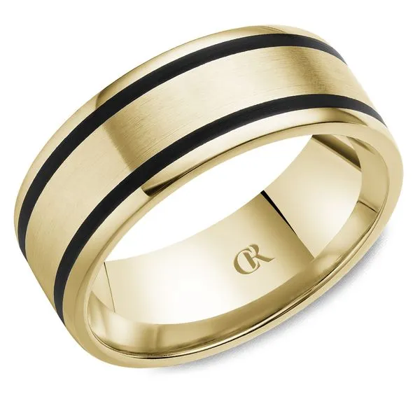 Mens CR Collection Gold & Black Enamel 8mm Wedding Band Elgin's Fine Jewelry Baton Rouge, LA