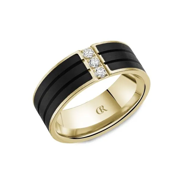 Mens CR Collection Gold & Black Enamel 8mm Wedding Band Elgin's Fine Jewelry Baton Rouge, LA