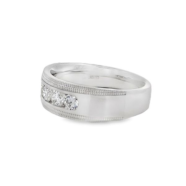 14kt White Gold Mens 5 Lab Diamond Wedding Band Image 2 Elgin's Fine Jewelry Baton Rouge, LA