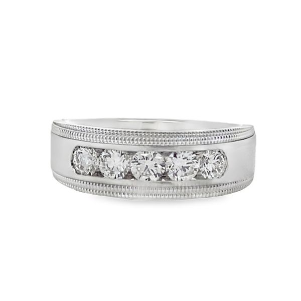 14kt White Gold Mens 5 Lab Diamond Wedding Band Elgin's Fine Jewelry Baton Rouge, LA