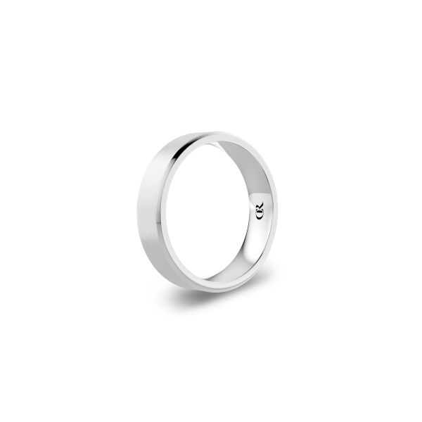 Men's 14kt White Gold and Silver Wedding Band Image 3 Elgin's Fine Jewelry Baton Rouge, LA