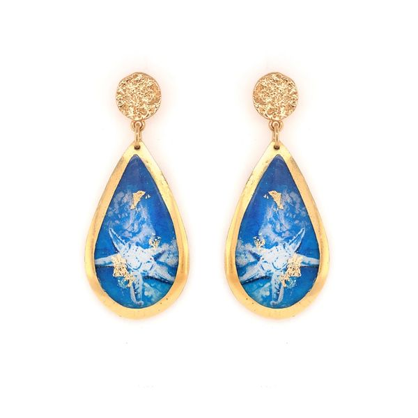 Blue Starfish Medium Teardrop Earrings Elgin's Fine Jewelry Baton Rouge, LA