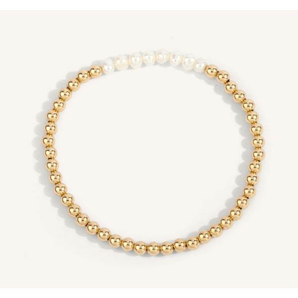Pearl June Birthstone Bar 4mm Gold Filled Bead Bracelet Elgin's Fine Jewelry Baton Rouge, LA