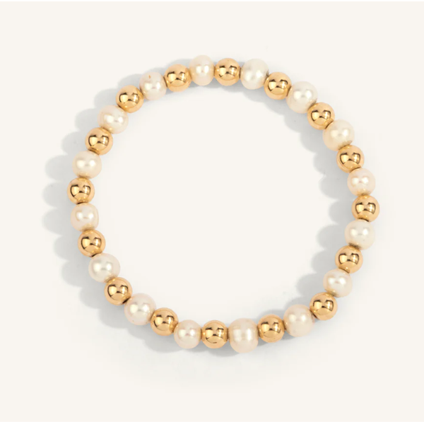 Pearl & 14kt Gold Filled Harmony Gemstone Bead Bracelet Elgin's Fine Jewelry Baton Rouge, LA