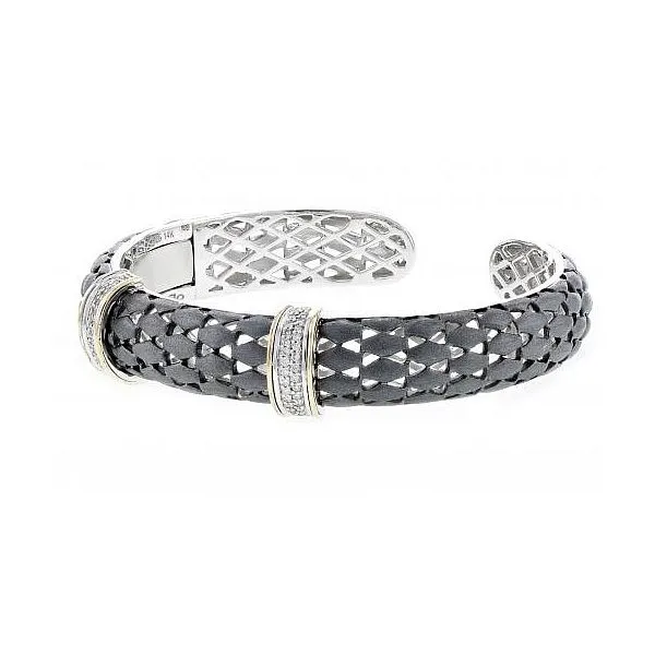 PiyaRo Sterling Silver Black Matte Finish and Gold Diamond Bracelet Image 2 Elgin's Fine Jewelry Baton Rouge, LA