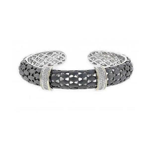 PiyaRo Sterling Silver Black Matte Finish and Gold Diamond Bracelet Elgin's Fine Jewelry Baton Rouge, LA