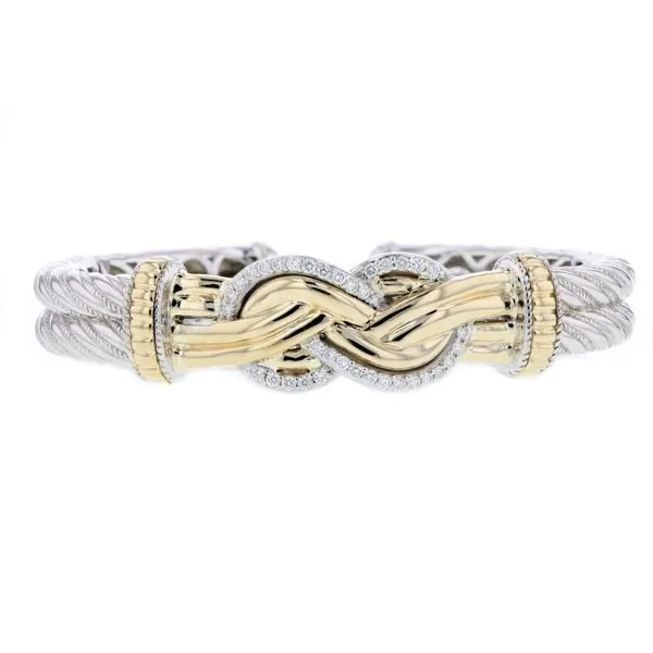 PiyaRo Italian Sterling Silver Diamond and 14K Yellow Gold Bracelet Elgin's Fine Jewelry Baton Rouge, LA