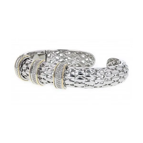 PiyaRo Italian Sterling Silver 14K Yellow Gold and Diamond Bangle Bracelet Image 2 Elgin's Fine Jewelry Baton Rouge, LA