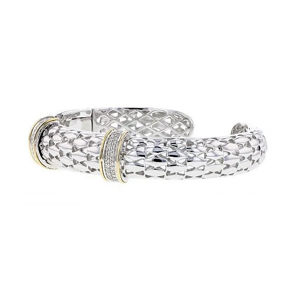 Piyaro Italian Sterling Silver 14K Yellow Gold and Diamond Bangle Bracelet Image 2 Elgin's Fine Jewelry Baton Rouge, LA