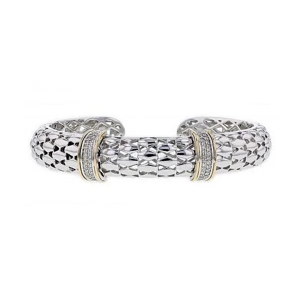 Piyaro Italian Sterling Silver 14K Yellow Gold and Diamond Bangle Bracelet Elgin's Fine Jewelry Baton Rouge, LA