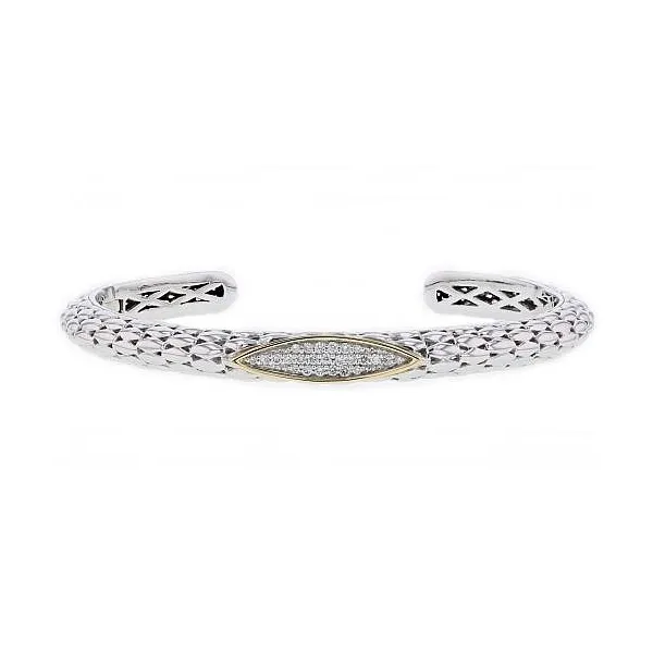 Piyaro Italian Sterling Silver 14K Yellow Gold and Diamond Bangle Bracelet Elgin's Fine Jewelry Baton Rouge, LA