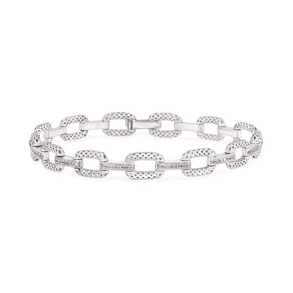 Sterling Silver & Diamond Link Bracelet Elgin's Fine Jewelry Baton Rouge, LA