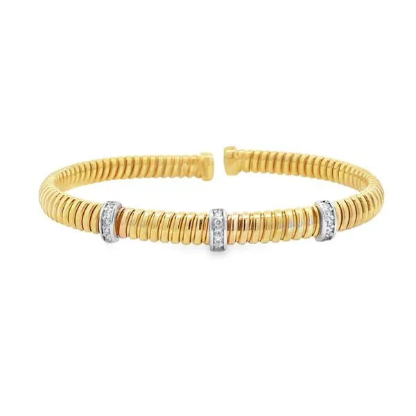 Piyaro Sterling Silver Gold Plated Diamond Bangle Bracelet Elgin's Fine Jewelry Baton Rouge, LA