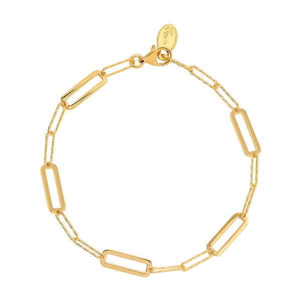 SS & 14kt Yellow Gold Plated Nicole Paperclip Bracelet Elgin's Fine Jewelry Baton Rouge, LA
