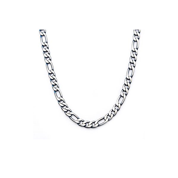 Men's Stainless Steel with Blue Finish Figaro Chain Necklace Elgin's Fine Jewelry Baton Rouge, LA