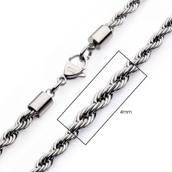 Men's Stainless Steel Rope Chain Necklace Image 2 Elgin's Fine Jewelry Baton Rouge, LA