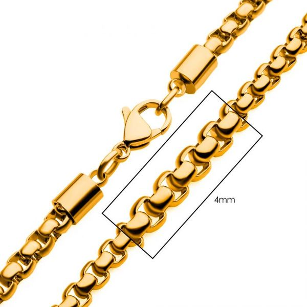 Men's Gold Finish 4mm Bold Box Chain Image 2 Elgin's Fine Jewelry Baton Rouge, LA