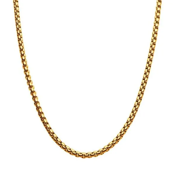 Men's Gold Finish 4mm Bold Box Chain Elgin's Fine Jewelry Baton Rouge, LA