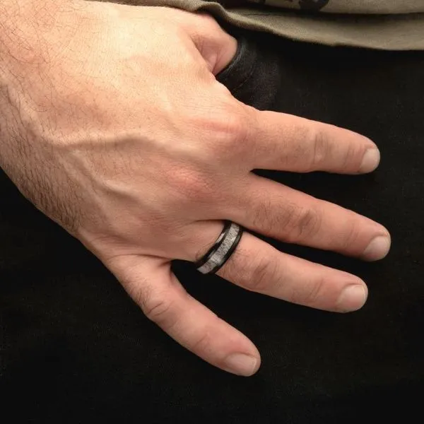 BlackStainless Steel Deer Antler Inlay Ring Image 4 Elgin's Fine Jewelry Baton Rouge, LA