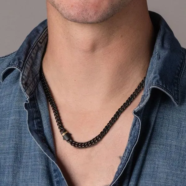 Black IP Steel Miami Cuban Chain Necklace Image 3 Elgin's Fine Jewelry Baton Rouge, LA