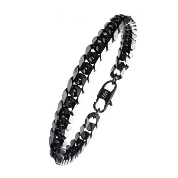 Men's Stainless Steel Black Curb Chain Bracelet Image 3 Elgin's Fine Jewelry Baton Rouge, LA