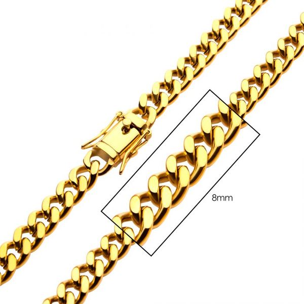 Men's Stainless Steel with Gold Finish Miami Cuban Chain Necklace Image 2 Elgin's Fine Jewelry Baton Rouge, LA