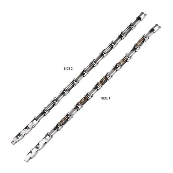 Double Sided Steel, Black & Rose Gold IP Bracelet Image 3 Elgin's Fine Jewelry Baton Rouge, LA