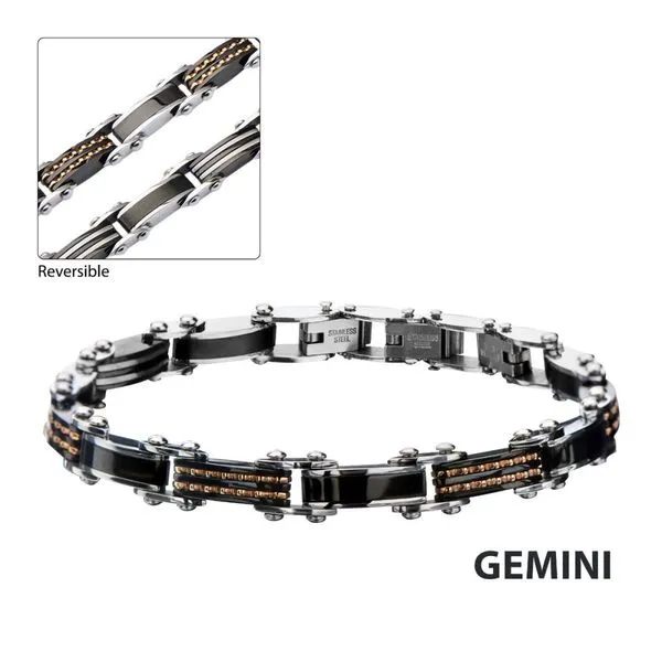 Double Sided Steel, Black & Rose Gold IP Bracelet Elgin's Fine Jewelry Baton Rouge, LA