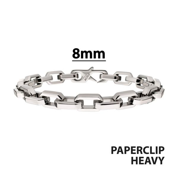 Polished Finish Stainless Steel Paperclip Chain Bracelet Elgin's Fine Jewelry Baton Rouge, LA
