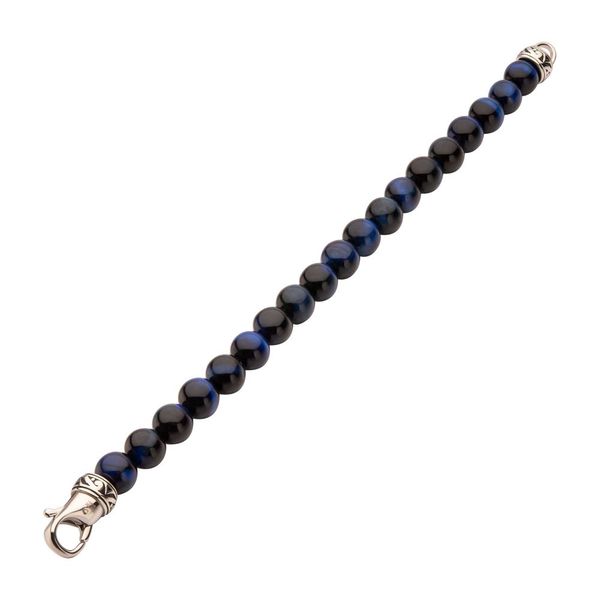 Blue Tiger Eye Stone Bead Bracelet Image 3 Elgin's Fine Jewelry Baton Rouge, LA