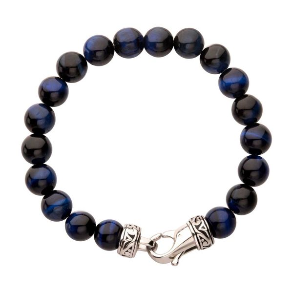 Blue Tiger Eye Stone Bead Bracelet Elgin's Fine Jewelry Baton Rouge, LA