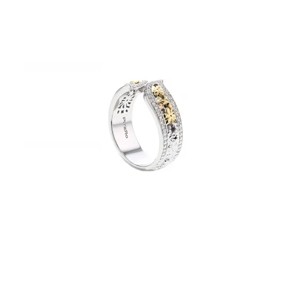 Piyaro Italian Sterling Silver and 14K Yellow Gold Ring with Diamonds Image 3 Elgin's Fine Jewelry Baton Rouge, LA