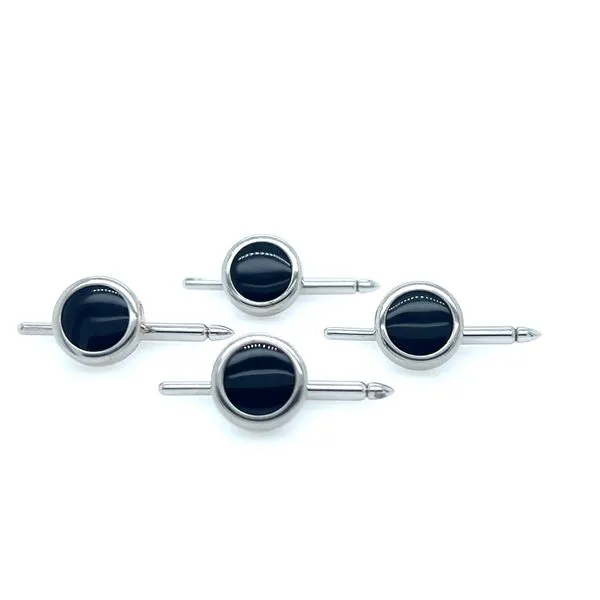 Sterling Silver and Black Onyx Button Stud Set Elgin's Fine Jewelry Baton Rouge, LA