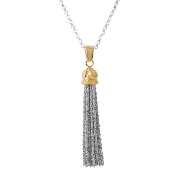 Sterling Silver and Gold Finish Pendant with Gemstones Elgin's Fine Jewelry Baton Rouge, LA