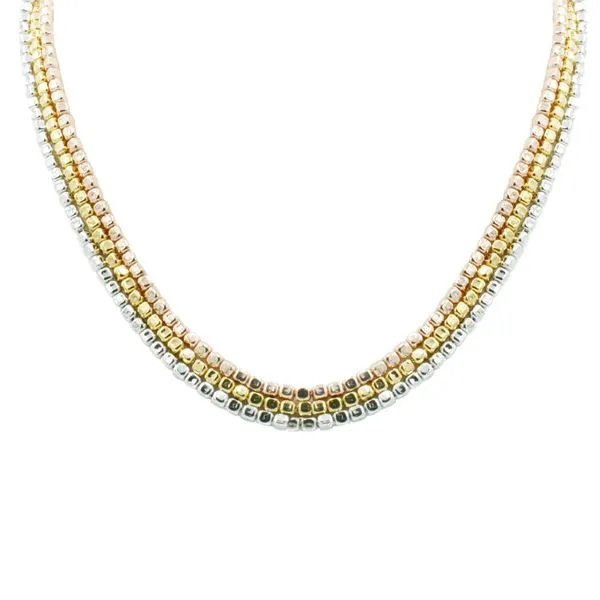 Sterling Silver, Rose & Yellow Gold Finish Sara Necklace Elgin's Fine Jewelry Baton Rouge, LA