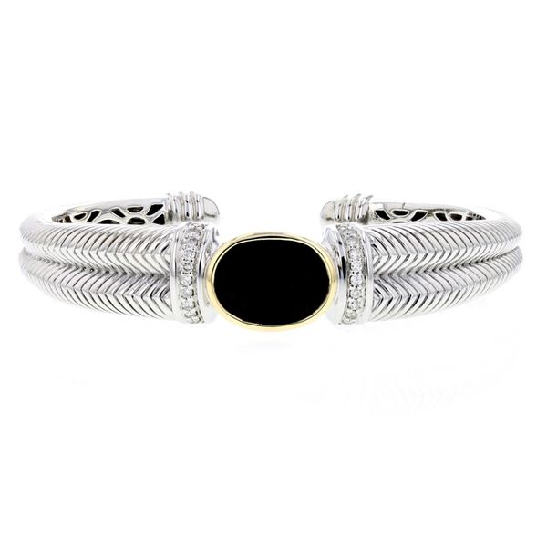 PiyaRo Sterling Silver and Gold Black Onyx Bracelet Elgin's Fine Jewelry Baton Rouge, LA