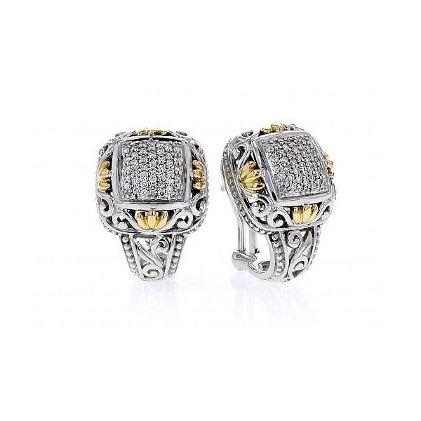 PiyaRo Sterling Silver and Gold Diamond Earrings Elgin's Fine Jewelry Baton Rouge, LA