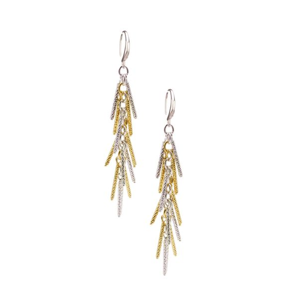 Sterling Silver and Gold Finish Jacqueline Dangle Earrings Elgin's Fine Jewelry Baton Rouge, LA