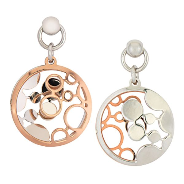 Sterling Silver and Rose Gold Finish Tiny Bubbles Earrings Elgin's Fine Jewelry Baton Rouge, LA
