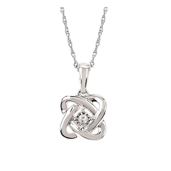 Sterling Silver Diamond Love Knot Necklace Elgin's Fine Jewelry Baton Rouge, LA