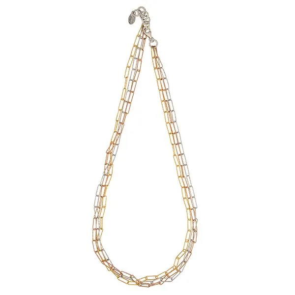 Sterling Silver, Yellow & Rose Gold Finish Urban Rectangle Necklace Elgin's Fine Jewelry Baton Rouge, LA