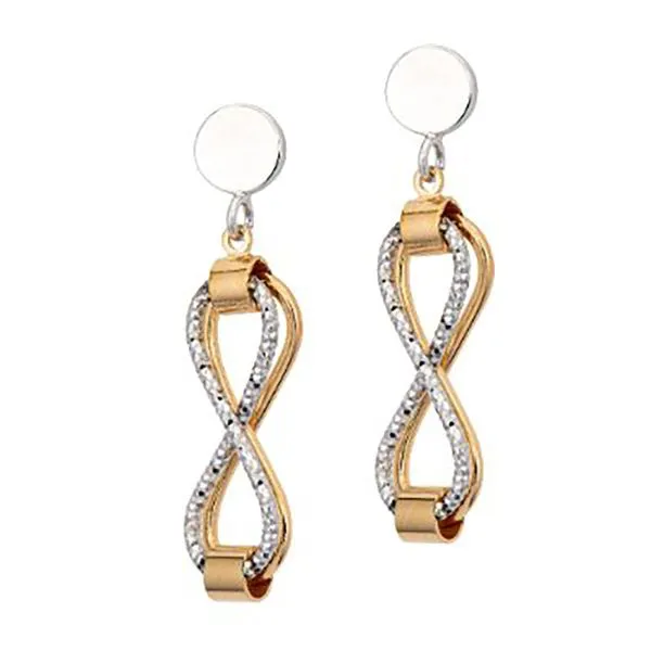 Sterling Silver and Gold Finish Infinity Earrings Elgin's Fine Jewelry Baton Rouge, LA