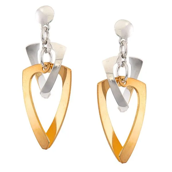 Sterling Silver and Yellow Gold Finish Jeanette Earrings Elgin's Fine Jewelry Baton Rouge, LA