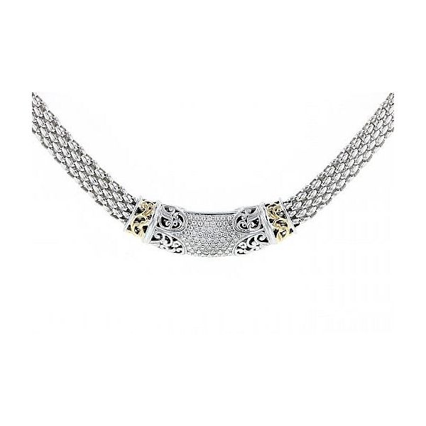 PiyaRo Italian Sterling Silver and 14K Yellow Gold Diamond Necklace Elgin's Fine Jewelry Baton Rouge, LA