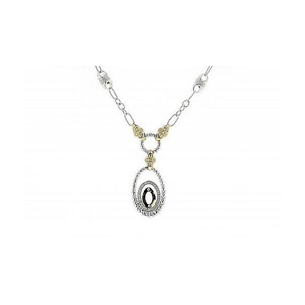 PiyaRo Sterling Silver and Gold Branded Diamond Necklace Elgin's Fine Jewelry Baton Rouge, LA
